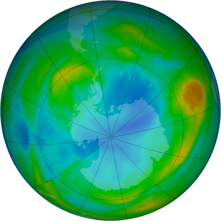 Antarctic ozone map for 02 August 1985